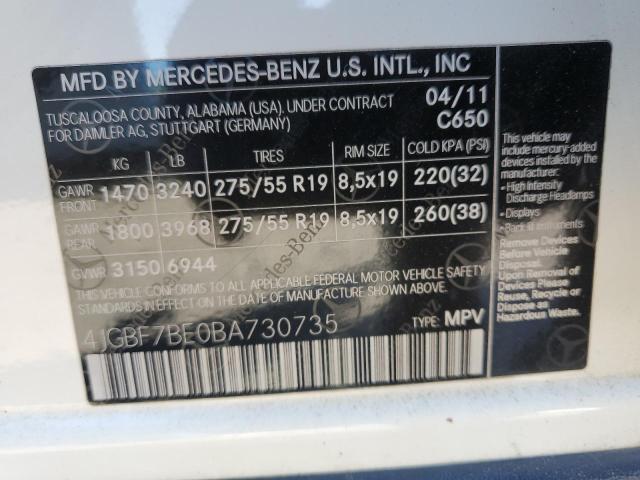 Photo 12 VIN: 4JGBF7BE0BA730735 - MERCEDES-BENZ GL-CLASS 