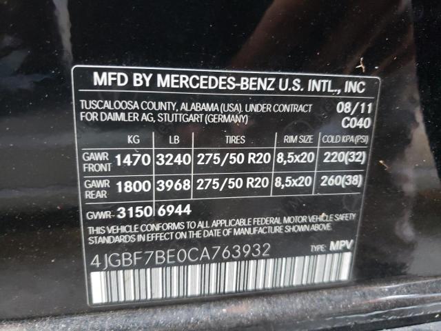 Photo 9 VIN: 4JGBF7BE0CA763932 - MERCEDES-BENZ GL 450 4MA 