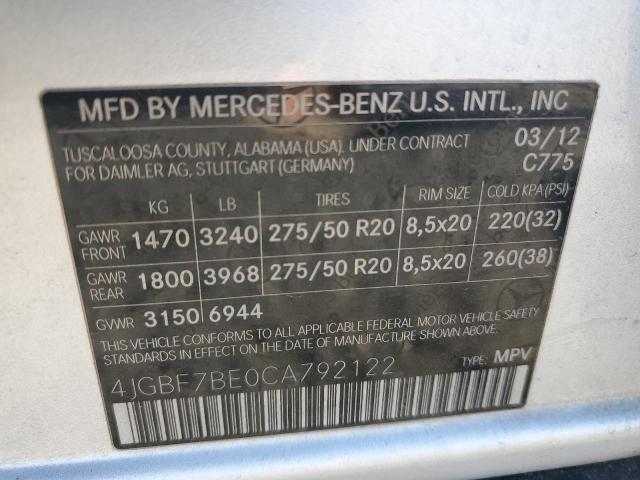 Photo 13 VIN: 4JGBF7BE0CA792122 - MERCEDES-BENZ GL 450 4MA 