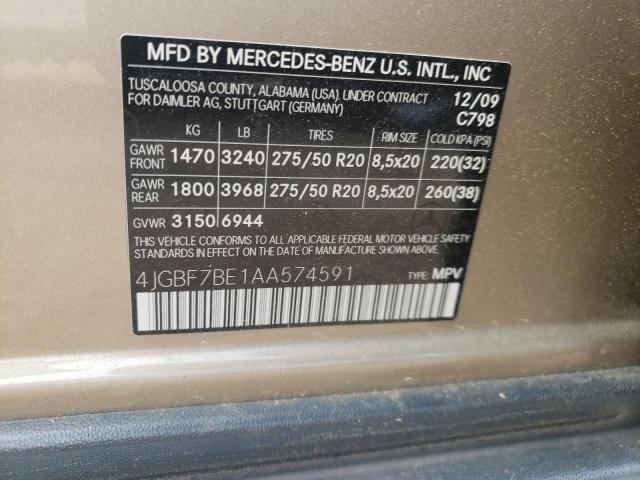 Photo 11 VIN: 4JGBF7BE1AA574591 - MERCEDES-BENZ GL 450 4MA 