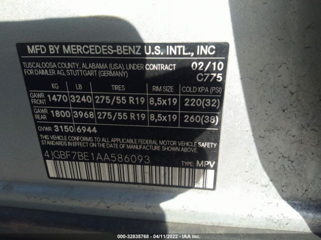 Photo 8 VIN: 4JGBF7BE1AA586093 - MERCEDES-BENZ GL-CLASS 