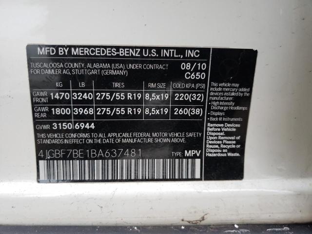 Photo 9 VIN: 4JGBF7BE1BA637481 - MERCEDES-BENZ GL 450 4MA 