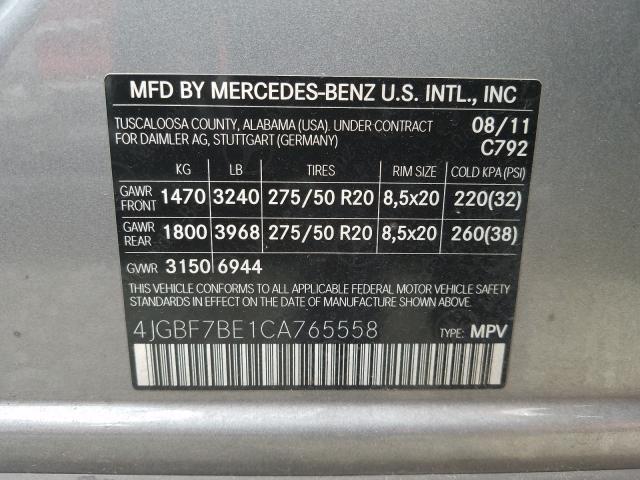 Photo 9 VIN: 4JGBF7BE1CA765558 - MERCEDES-BENZ GL 450 4MA 