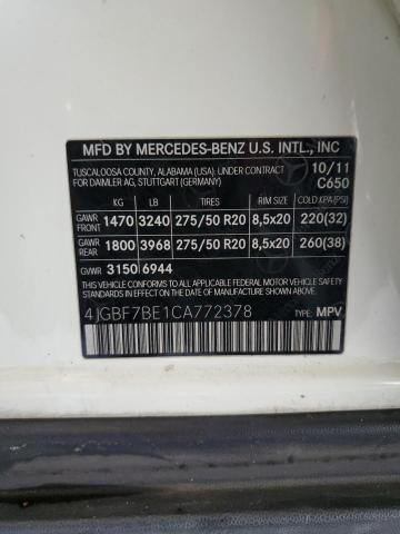 Photo 12 VIN: 4JGBF7BE1CA772378 - MERCEDES-BENZ GL-CLASS 