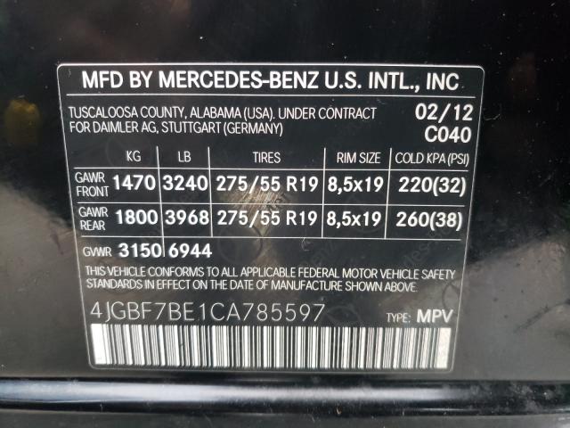 Photo 9 VIN: 4JGBF7BE1CA785597 - MERCEDES-BENZ GL 450 4MA 