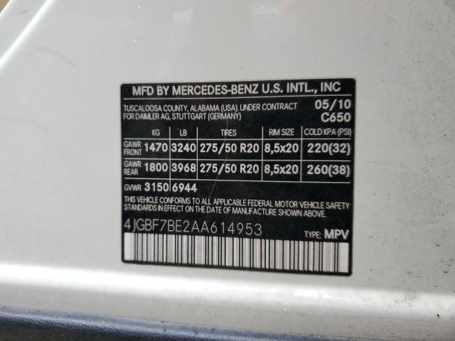 Photo 11 VIN: 4JGBF7BE2AA614953 - MERCEDES-BENZ GL 450 4MA 