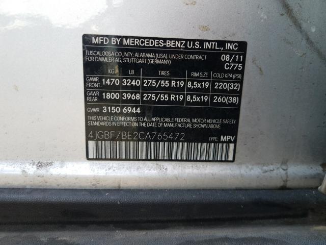 Photo 9 VIN: 4JGBF7BE2CA765472 - MERCEDES-BENZ GL 450 