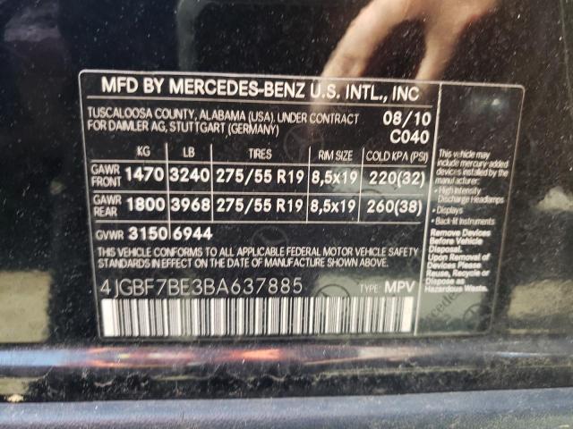 Photo 11 VIN: 4JGBF7BE3BA637885 - MERCEDES-BENZ GL 450 4MA 