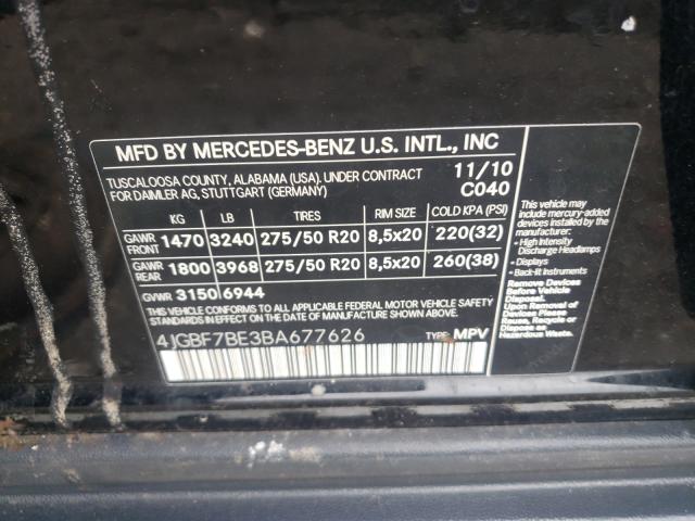 Photo 9 VIN: 4JGBF7BE3BA677626 - MERCEDES-BENZ GL 450 4MA 