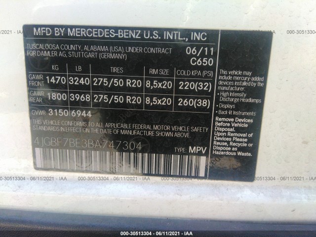 Photo 8 VIN: 4JGBF7BE3BA747304 - MERCEDES-BENZ GL-CLASS 