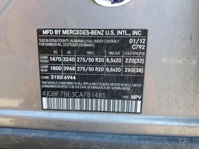 Photo 9 VIN: 4JGBF7BE3CA781485 - MERCEDES-BENZ GL 450 4MA 