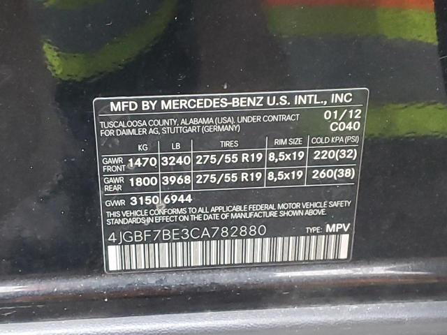 Photo 12 VIN: 4JGBF7BE3CA782880 - MERCEDES-BENZ GL-CLASS 