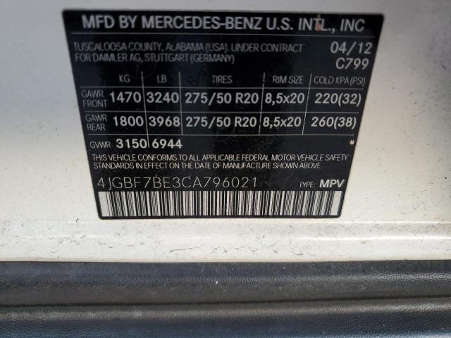 Photo 12 VIN: 4JGBF7BE3CA796021 - MERCEDES-BENZ GL-CLASS 