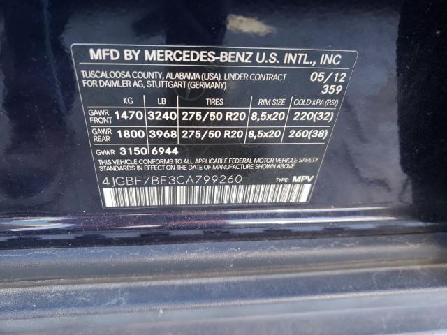 Photo 9 VIN: 4JGBF7BE3CA799260 - MERCEDES-BENZ GL 450 4MA 