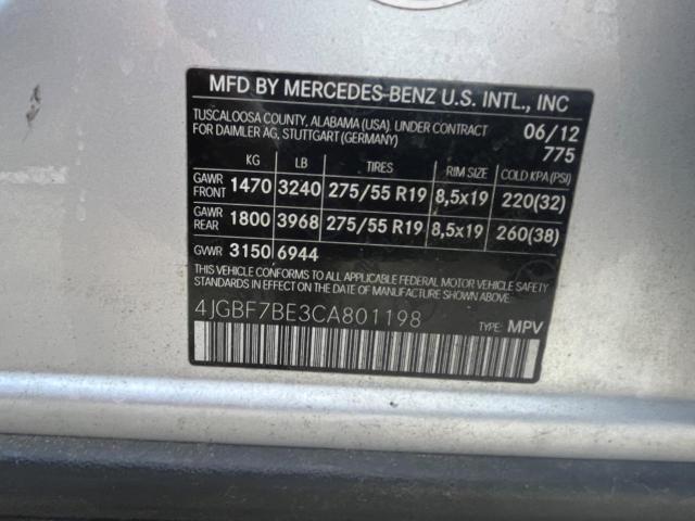 Photo 9 VIN: 4JGBF7BE3CA801198 - MERCEDES-BENZ GL 450 4MA 