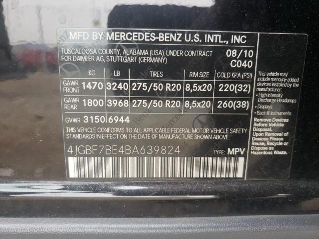 Photo 9 VIN: 4JGBF7BE4BA639824 - MERCEDES-BENZ GL 450 4MA 