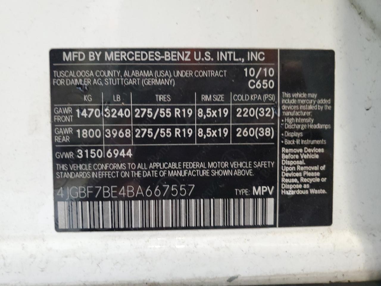 Photo 12 VIN: 4JGBF7BE4BA667557 - MERCEDES-BENZ GL-KLASSE 