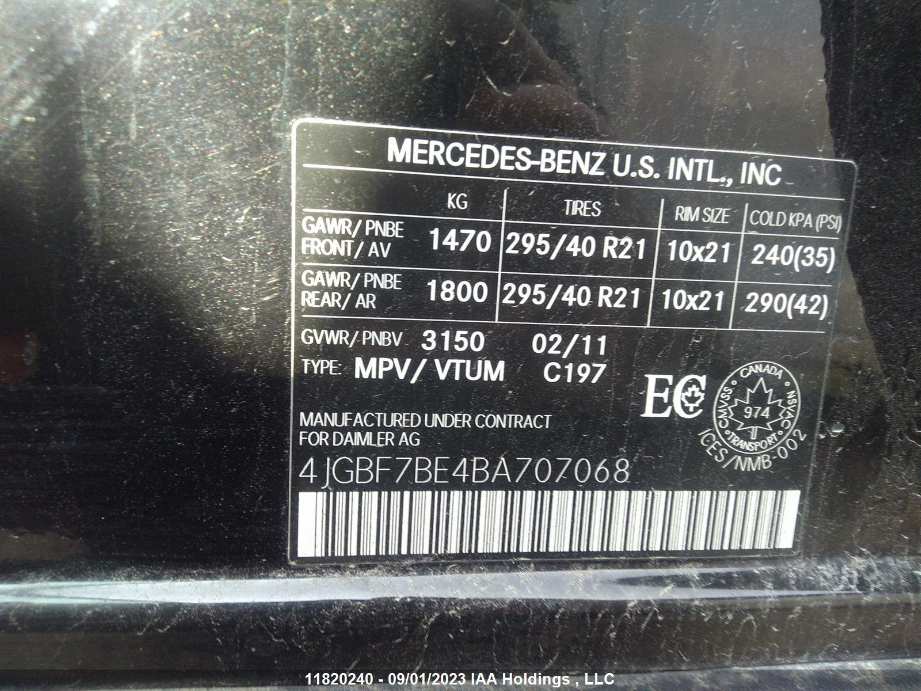 Photo 8 VIN: 4JGBF7BE4BA707068 - MERCEDES-BENZ GL-KLASSE 