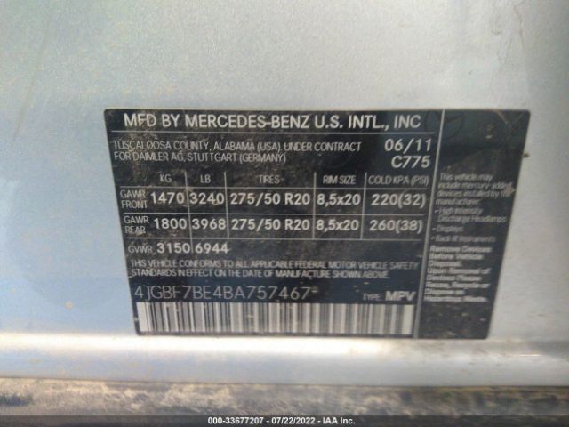 Photo 8 VIN: 4JGBF7BE4BA757467 - MERCEDES-BENZ GL-CLASS 