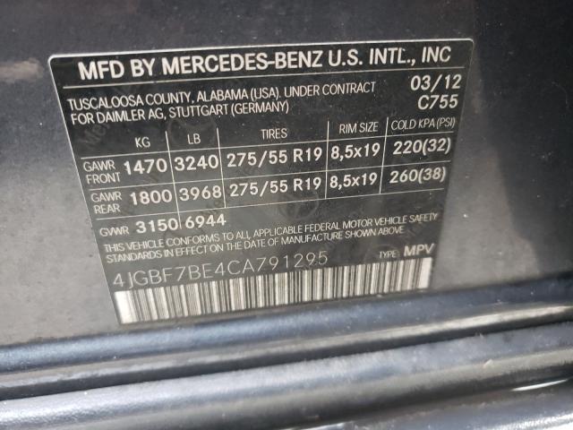 Photo 9 VIN: 4JGBF7BE4CA791295 - MERCEDES-BENZ GL 450 4MA 