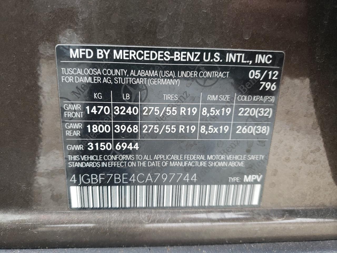 Photo 11 VIN: 4JGBF7BE4CA797744 - MERCEDES-BENZ GL-KLASSE 