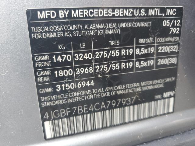 Photo 12 VIN: 4JGBF7BE4CA797937 - MERCEDES-BENZ GL-CLASS 