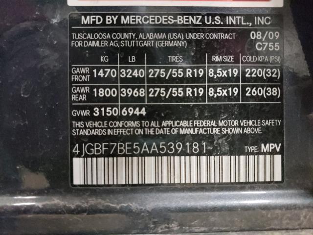 Photo 9 VIN: 4JGBF7BE5AA539181 - MERCEDES-BENZ GL 450 4MA 