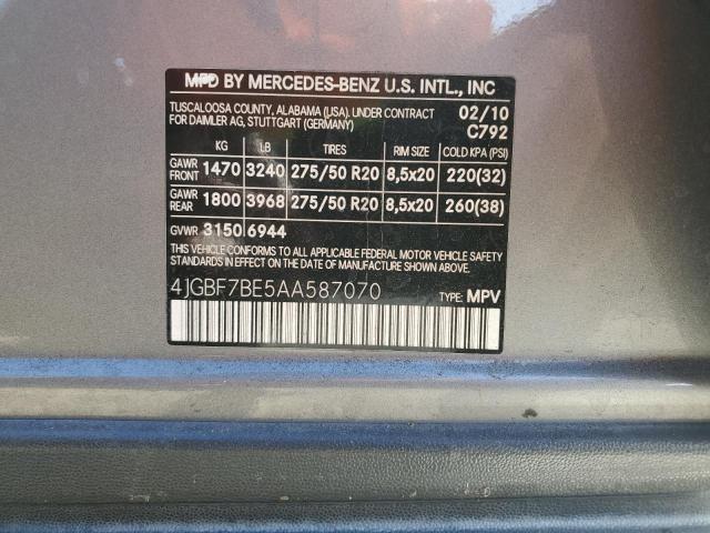 Photo 12 VIN: 4JGBF7BE5AA587070 - MERCEDES-BENZ GL 450 4MA 