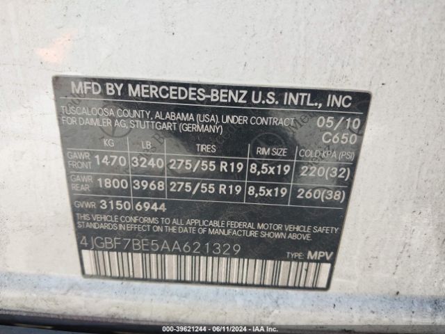 Photo 8 VIN: 4JGBF7BE5AA621329 - MERCEDES-BENZ GL-CLASS 