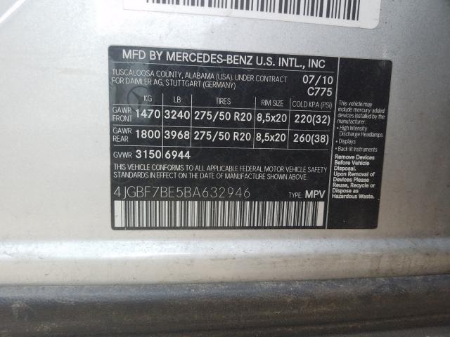 Photo 9 VIN: 4JGBF7BE5BA632946 - MERCEDES-BENZ GL 450 4MA 