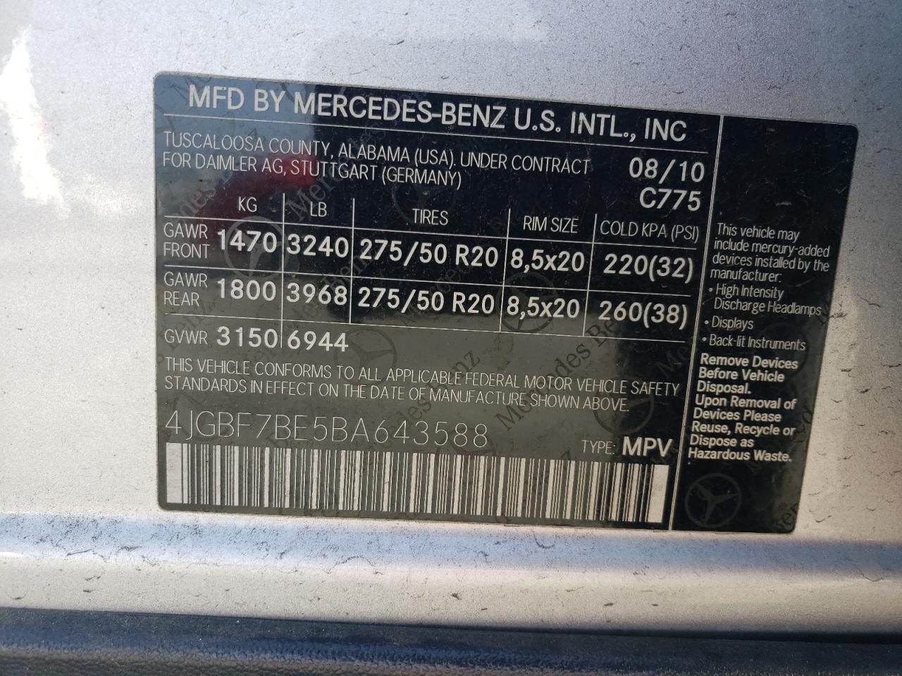 Photo 12 VIN: 4JGBF7BE5BA643588 - MERCEDES-BENZ GL-KLASSE 