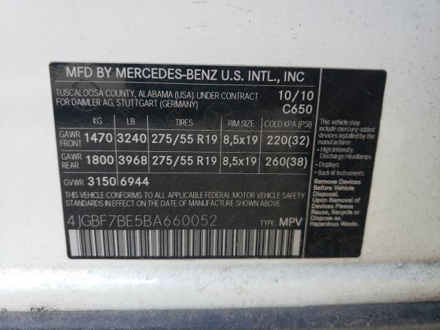 Photo 9 VIN: 4JGBF7BE5BA660052 - MERCEDES-BENZ GL 450 4MA 