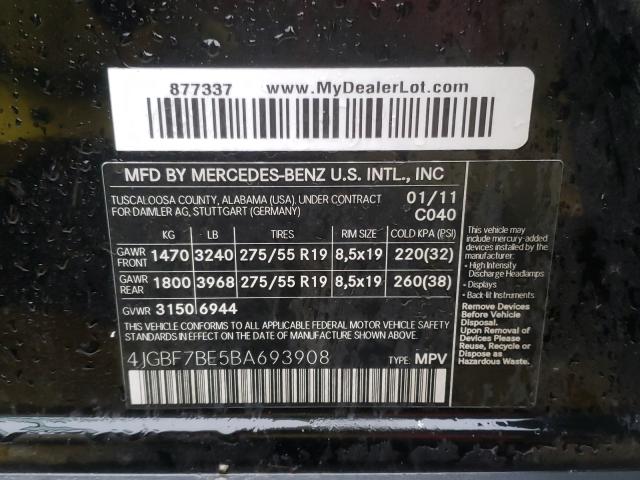 Photo 9 VIN: 4JGBF7BE5BA693908 - MERCEDES-BENZ GL 450 4MA 