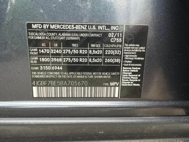 Photo 9 VIN: 4JGBF7BE5BA705670 - MERCEDES-BENZ GL-CLASS 