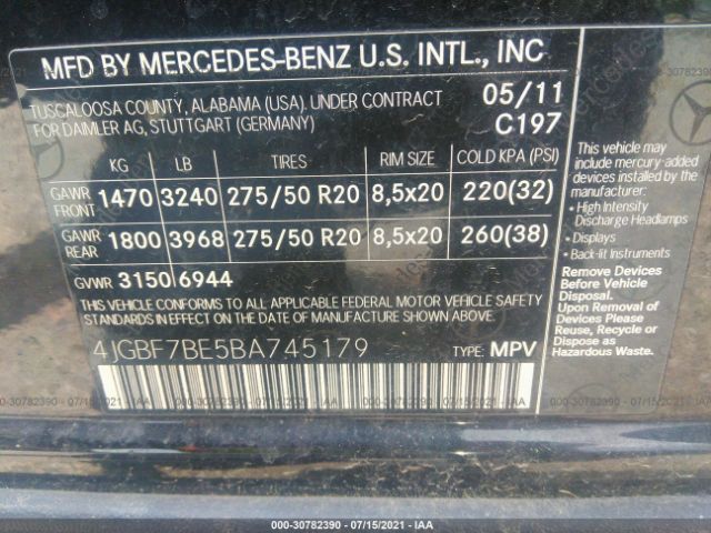 Photo 8 VIN: 4JGBF7BE5BA745179 - MERCEDES-BENZ GL-CLASS 