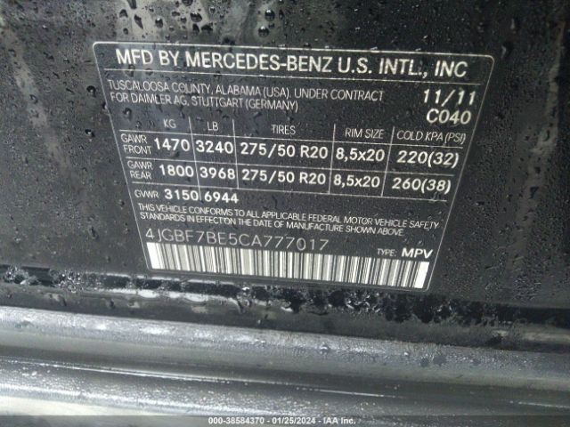 Photo 8 VIN: 4JGBF7BE5CA777017 - MERCEDES-BENZ GL 450 