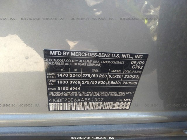 Photo 8 VIN: 4JGBF7BE6AA551307 - MERCEDES-BENZ GL-CLASS 