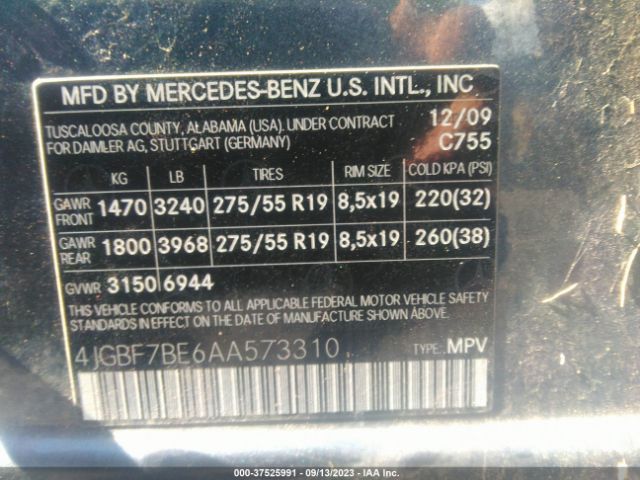 Photo 8 VIN: 4JGBF7BE6AA573310 - MERCEDES-BENZ GL 450 