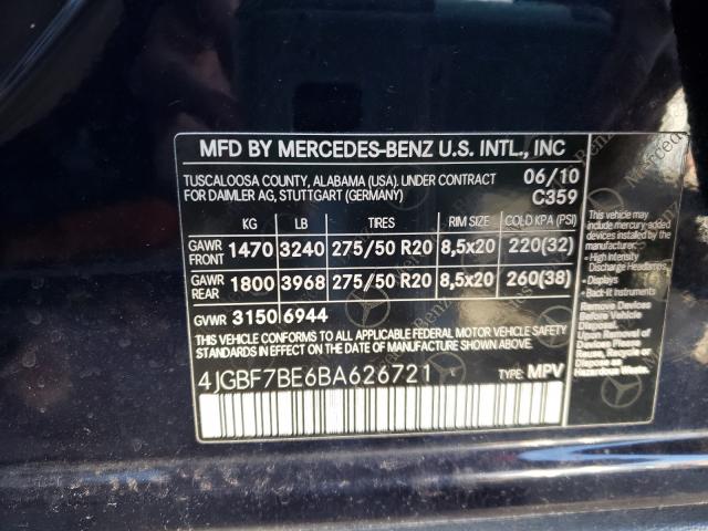 Photo 9 VIN: 4JGBF7BE6BA626721 - MERCEDES-BENZ GL 450 4MA 