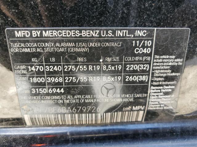 Photo 9 VIN: 4JGBF7BE6BA679726 - MERCEDES-BENZ GL 450 4MA 