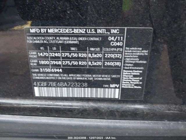 Photo 8 VIN: 4JGBF7BE6BA723238 - MERCEDES-BENZ GL 450 