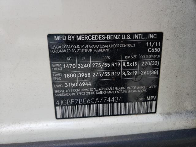 Photo 9 VIN: 4JGBF7BE6CA774434 - MERCEDES-BENZ GL 450 4MA 