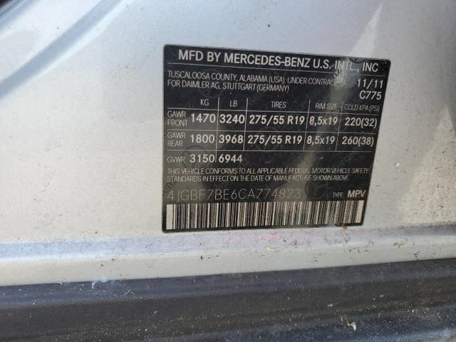 Photo 12 VIN: 4JGBF7BE6CA774823 - MERCEDES-BENZ GL 450 4MA 