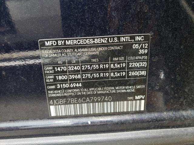 Photo 9 VIN: 4JGBF7BE6CA799740 - MERCEDES-BENZ GL 450 4MA 