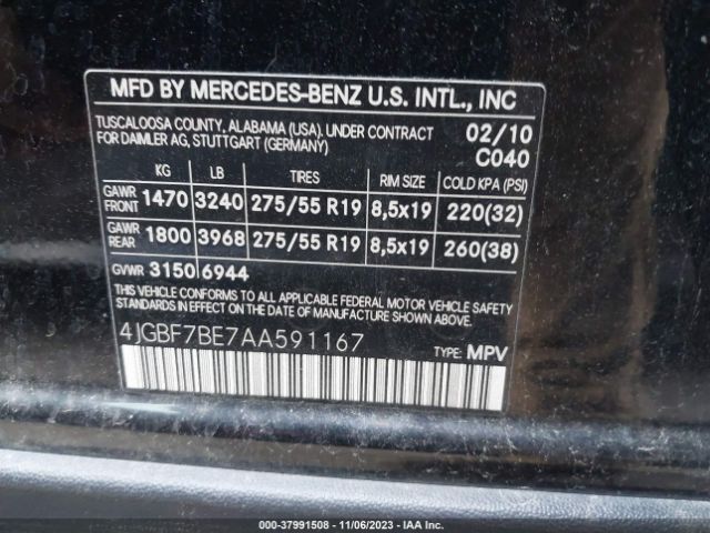 Photo 8 VIN: 4JGBF7BE7AA591167 - MERCEDES-BENZ GL 450 