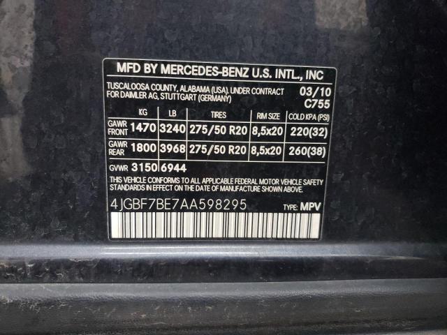 Photo 12 VIN: 4JGBF7BE7AA598295 - MERCEDES-BENZ GL-CLASS 