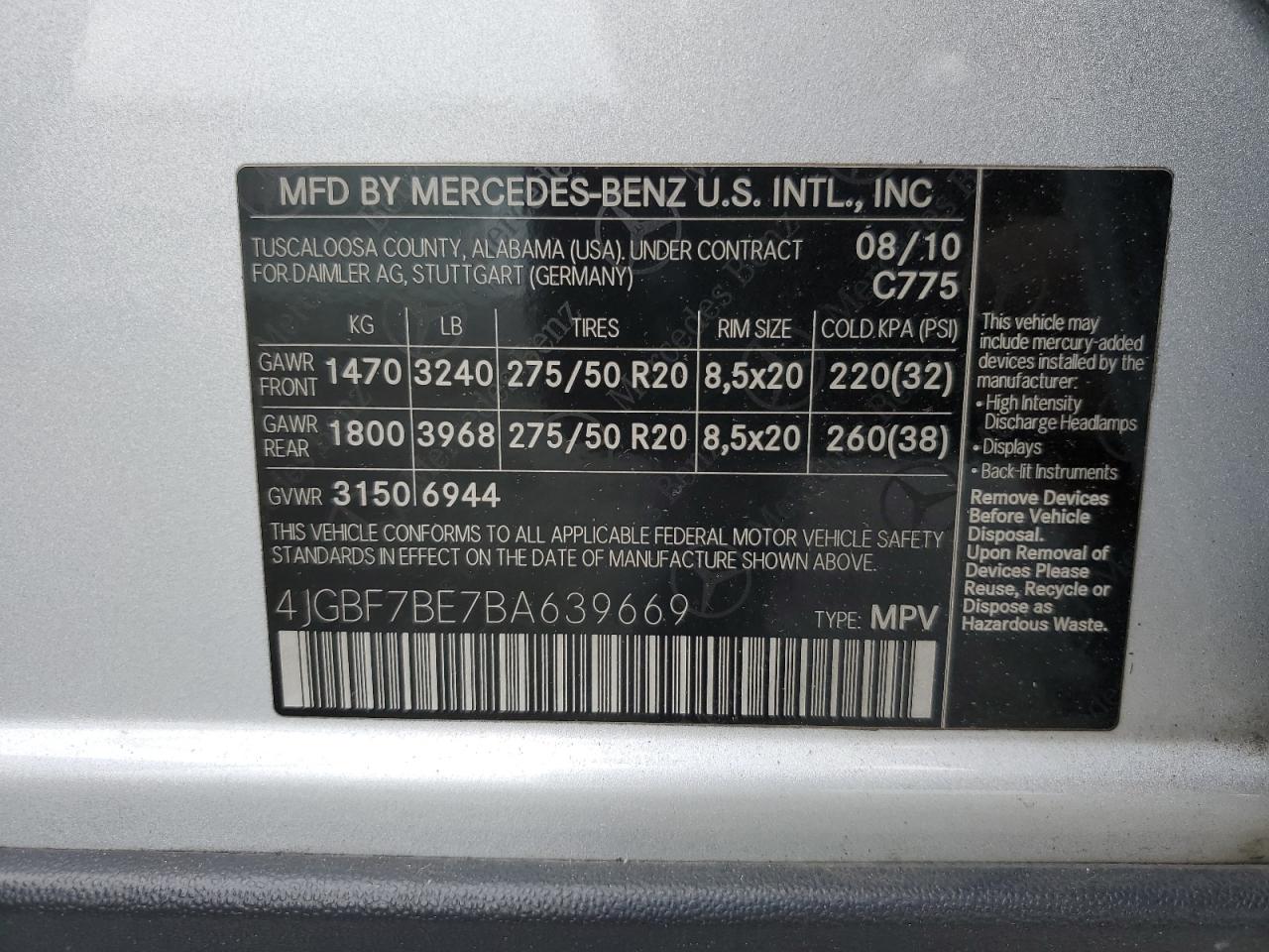 Photo 12 VIN: 4JGBF7BE7BA639669 - MERCEDES-BENZ GL-KLASSE 