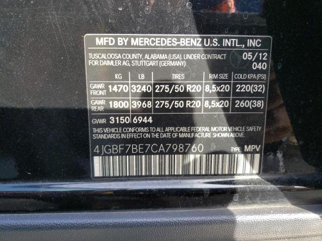 Photo 9 VIN: 4JGBF7BE7CA798760 - MERCEDES-BENZ GL 450 4MA 