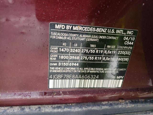 Photo 12 VIN: 4JGBF7BE8AA606324 - MERCEDES-BENZ GL 450 4MA 