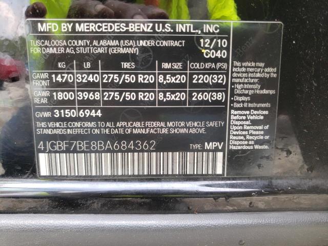 Photo 9 VIN: 4JGBF7BE8BA684362 - MERCEDES-BENZ GL 450 4MA 